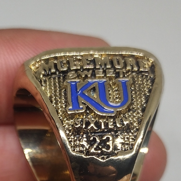 KANSAS JAYHAWKS 2013 BEN MCLEMORE BIG 12 CHAMPIONSHIP MENS SIZE 10.5 RING w/BOX - Picture 10 of 16